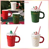 Cốc cà phê Giáng sinh bằng gốm sứ YOO có nắp Bộ đồ uống chủ đề ngày lễ cho văn phòng tại nhà