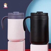Cốc cà phê giữ nhiệt đôi bằng thép không gỉ 500ML có tay cầm Bình giữ nhiệt Du lịch Văn phòng Trà có nắp Chai nước uống