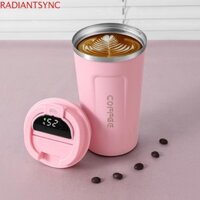 Cốc cà phê giữ nhiệt thông minh RADIANTSYNC, Chai nước cách nhiệt hai lớp 380 / 510ml, Thép không gỉ di động có nắp hiển thị nhiệt độ kỹ thuật số Bình chân không chống rò rỉ Du lịch