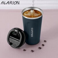 Cốc cà phê giữ nhiệt thông minh ALARION, Bình nước cách nhiệt 380 / 510ml bằng thép không gỉ, Di động có nắp hiển thị nhiệt độ kỹ thuật số Bình chân không chống rò rỉ hai lớp Du lịch