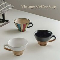 Cốc Cà Phê Gốm Phong Cách Nhật Bản Cốc Latte Cà Phê Cổ Điển Sáng Tạo Cốc Ăn Sáng Sọc Cốc Nước Cốc Sứ