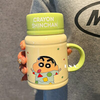 Cốc cà phê gốm sứ bộ sưu tập cặp đôi dễ thương cho các cô gái [cốc nước có nắp] quà sinh nhật Crayon Shin-chan cốc 300ml