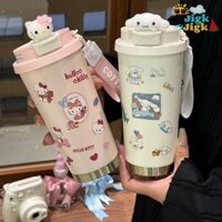 Cốc cà phê JiKK Hello Kitty, Cốc giữ nhiệt hoạt hình Cinnamoroll 500ml, Quà tặng thực tế hai lớp di động Cốc cách nhiệt du lịch