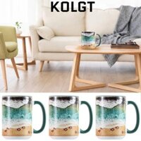 Cốc cà phê KOLGT Ocean Shoreline, Cốc đi biển in sóng, Cốc trà gốm sáng tạo Đồ dùng cà phê