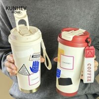 Cốc cà phê KUNHEV Hello Kitty, Cốc giữ nhiệt hoạt hình Cinnamoroll 500ml, Cốc cách nhiệt dung tích cao di động có thể tái sử dụng