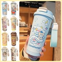 Cốc cà phê LANHUA Labubububu, Cốc giữ nhiệt Doremon 520ml, Bút chì bằng thép không gỉ cầm tay Shin chan Cốc cách nhiệt hai lớp Du lịch