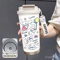 Cốc cà phê, Lucky Yuguigou, bình nước lạnh dung tích lớn ấm cúng, cốc cách nhiệt, cốc cà phê, bình làm mát có dây đeo, dụng cụ nhà bếp, bình chân không J6WY