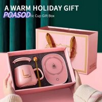 Cốc cà phê MAYSHOW, Đế lót ly cốc gốm 55 độ, Bộ giữ ấm điện USB Sữa