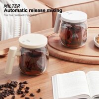 Cốc cà phê MILTER, Cốc khuấy có thể sạc lại 400ml, Tự di động bền bỉ có nắp cốc thủy tinh