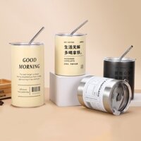 Cốc Cà Phê Mỹ Dung Tích Lớn Với Ống Hút Đôi Bằng Thép Không Gỉ Cách Nhiệt Lạnh Ice Bullies Cup