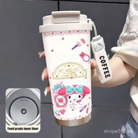Cốc cà phê, My Melody, A, cốc cách nhiệt, nắp cốc cách nhiệt 530ML, cốc cà phê chịu nhiệt, ấm đun nước, bình giữ lạnh cấp thực phẩm 316 EDSY