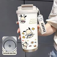 Cốc cà phê Pochacco, thiết kế tức giận, ấm áp, cốc cà phê dung tích lớn, chịu nhiệt với dây đeo vai, chai cách nhiệt, chống lạnh, ấm đun nước 530ML E8W8