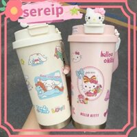 Cốc cà phê SEREIP Hello Kitty, Cốc giữ nhiệt hoạt hình Cinnamoroll 500ml, Cốc cách nhiệt dung tích cao hai lớp di động chống rò rỉ