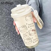Cốc Cà Phê SZXBOGS, Cốc Hút Chân Không Hello Kitty 500 ml, Bình Nước Cách Nhiệt Uống Bằng Thép Không Gỉ Hoạt Hình