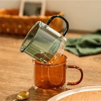 Cốc cà phê thủy tinh hai màu