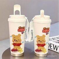 Cốc cà phê Winnie The Pooh, thiết kế cốc giữ nhiệt, cốc cà phê cấp thực phẩm 316 có tay cầm, Bình giữ nhiệt dung tích lớn, bình lạnh, chịu lạnh 2GUS