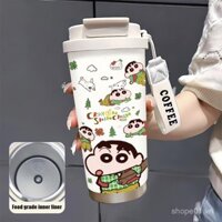 Cốc cà phê Xiaoxin, thiết kế ấm áp thoải mái cho mùa đông, cốc cà phê giữ nhiệt, bình giữ nhiệt dung tích lớn, chống lạnh với dây đeo vai, chai chân không 530ML, dụng cụ nhà bếp 2SQA