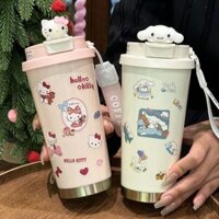 Cốc cách nhiệt bằng thép không gỉ 316 500ml Cốc cà phê ống hút HelloKitty Cốc uống nước đôi dung tích lớn