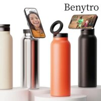 Cốc cách nhiệt BENYTRO, Dung tích lớn có giá đỡ điện thoại từ tính Bình nước thể thao, Bình nước cách nhiệt 24 Oz bằng thép không gỉ