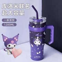 Cốc cách nhiệt Sanrio Kurome Big Mac Dung tích lớn cho bé gái 2024 New Ton Ton Ice Tyrant Straw Cup Cup binh dung nuoc da bình inox đựng nước