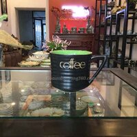 Cốc Cafe Quay Nhọn Men Đen Lòng Xanh