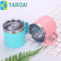 Cốc cầm tay GLENES, Bình nước cách nhiệt bằng thép không gỉ hai lớp, Sữa cốc cà phê chống trượt đơn giản 12oz / 14oz