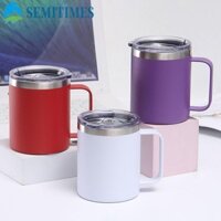 Cốc cầm tay LUNAEDGE, Bình nước cách nhiệt 12oz / 14oz đơn giản, hai lớp bằng thép không gỉ thời trang có nắp và tay cầm Cốc cà phê Thể thao ngoài trời