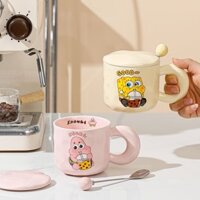 Cốc cặp đôi dễ thương đáng yêu hoạt hình có nắp đậy xốp Gia dụng công sở sữa quà tặng sinh nhật cốc siêu dễ thương