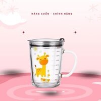 Cốc Chia Vạch Thủy Tinh, Ly Chia Vạch Thủy Tinh Pha Sữa Cho Bé, Cốc Tập Hút Có Nắp Và Ống Hút