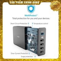 Cóc củ sạc nhanh 60W 4 cổng IQ USB & 1 cổng PD Type-C chính hãng Anker PowerPort +5 (Max 3A / Type-C và 2.4A / USB)