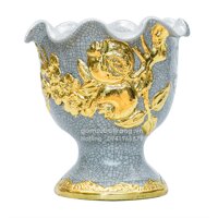 Cốc để quả phật thủ men rạn dát vàng quả đào