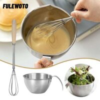 Cốc đo FILEWOTO, Thép không gỉ có tay cầm Bát trộn chất lỏng trứng, Dụng cụ làm bánh đánh trứng đa chức năng bền bỉ