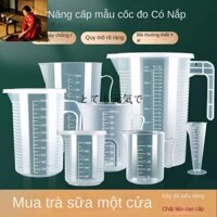 Cốc đo lường nhựa dày cấp thực phẩm Nhật Bản có thang đo cho làm bánh, cốc đo lường cho quán trà sữa, cốc nhựa có nắp