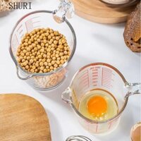 Cốc đo SHURI có cân, Cốc đo chất lỏng an toàn cho lò nướng trong suốt, Phụ kiện nấu ăn cốc sữa chịu nhiệt thủy tinh dung tích lớn