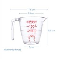 Cốc đong có quai tay cầm 200ml - 500ml, ly có chia vạch ca đong định lượng đo lường   - 200ml