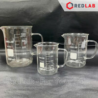 Cốc đốt thuỷ tinh có tay cầm ONELAB 250 500 1000 2000 ml, beaker thí nghiệm có quai chịu nhiệt, có VAT