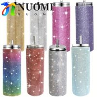 Cốc du lịch cà phê long lanh NUOMI, Chai giữ nhiệt kim cương giả Bling 600ml, Đồ uống in họa tiết da báo có nắp Ống hút Chai nước bằng thép không gỉ cách nhiệt Hoạt động ngoài trời
