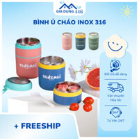 Cốc đựng canh, bình ủ cháo iNOX 316 giữ nhiệt cực lâu tặng kèm muỗng an toàn vệ sinh GD446