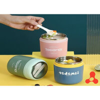 Cốc đựng canh, bình ủ cháo inox 304 TEDEMEI loại mới giữ nhiệt cực lâu tặng kèm muỗng an toàn vệ sinh 530ml