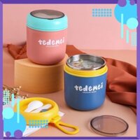 Cốc đựng canh, Cốc ủ cháo, Cốc đựng đồ ăn dặm cho bé ruột inox giữ nhiệt - Có sẵn thìa