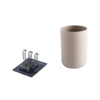 Cốc Đựng Nước Và Móc Dán Tường Treo Bàn Chải Đánh Răng Trong Nhà Tắm Siêu Chắc, Với Miếng 3M Dán Tường. TakyHome 5216 - Màu Nâu