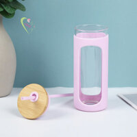 Cốc đựng thủy tinh có ống hút tre cầm tay lạnh / nóng để đi du lịch