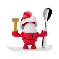 Cốc đựng trứng WMF Eierbecher McEgg mit Löffel màu đỏ chủ đề Noel gồm cốc đựng trứng có nắp kèm thìa