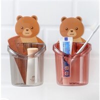 Cốc gấu đựng bàn chải kem đánh răng Cốc gấu dán tường siêu dính đựng đồ đa năng