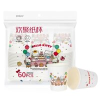 Cốc giấy Hellokitty dùng một lần Dung tích lớn 60 miếng cấp thực phẩm
