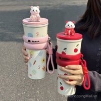 Cốc giữ nhiệt Biba dễ thương Cốc ống hút văn phòng mẫu mới 2024 Cốc nước gốm sứ dung tích lớn giá trị cao