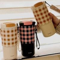 Cốc Giữ Nhiệt Ca Rô Ấm Hiển 316Thép Không Gỉ Phong Cách Trung Quốc Thông Minh Cốc Cà Phê Cốc Uống Nước Trực Tiếp Quà Tặ