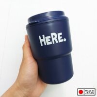 Cốc giữ nhiệt có nắp xoay HERE 320ml cao cấp tiện dụng - Hàng nội địa Nhật Bản.  - XANH NAVY
