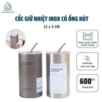 Cốc Giữ Nhiệt, Cốc Uống Nước Inox 304 Có Ống Hút Ly Uống Coffee 600ML Giữ Nhiệt 6-8 Tiếng - Hàng Loại 1 - Chính Hãng MINIIN - Xám đen