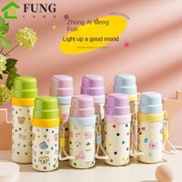 Cốc giữ nhiệt FUNG, Dung tích lớn có dây nâng bình nước, Cốc nước uống bằng thép không gỉ 350 / 500ML 316 dễ thương có thể tái sử dụng Nữ